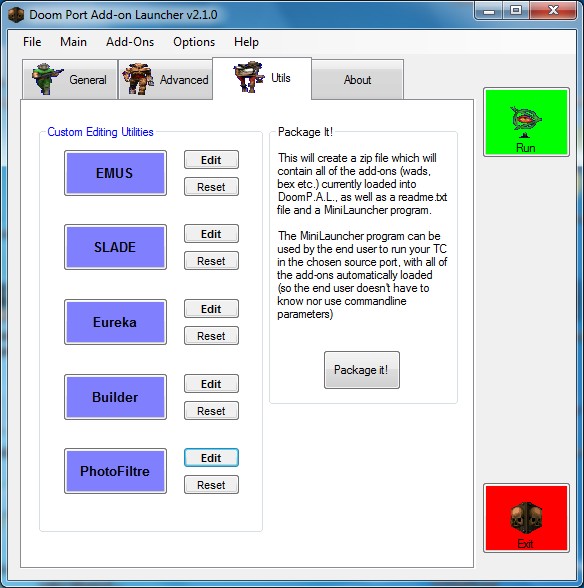 Doom P.A.L - Utilities screen